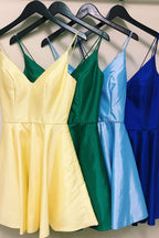 A-line Spaghetti Straps Satin Homecoming Dress
