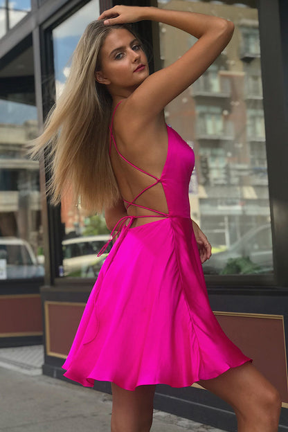 Gloria | A-Linien-Heimkehrkleid aus Satin mit Spaghettiträgern