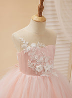 Duchesse-Linie/Princess-Linie Spitze Tüll Bodenlang Rosa Kleid (2003226757) 