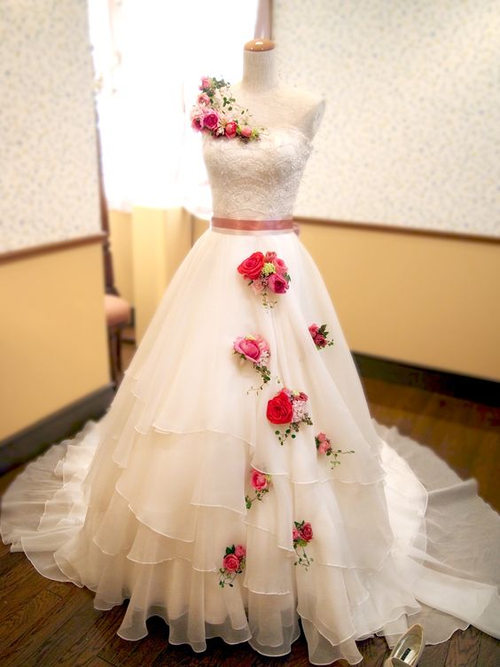 Vestido de novia blanco encantador de corte A, vestido de novia blanco Y5977