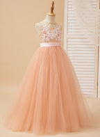 Duchesse-/Princess-Linie Tüll Bodenlanges Kleid 