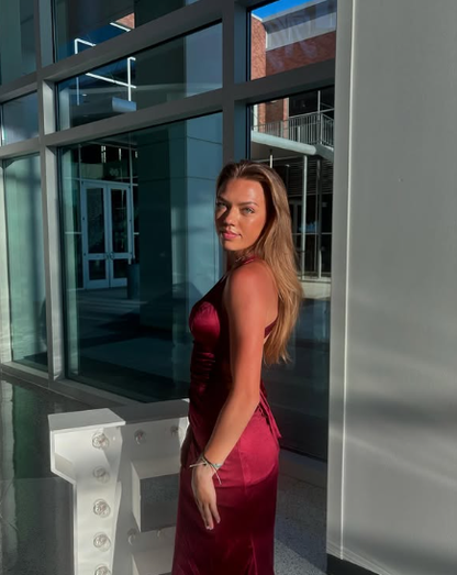 Abendkleid aus Satin mit Riemchenrücken, bezauberndes formelles Kleid Y2927