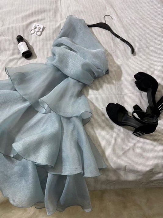 Vestido corto azul de fiesta para el regreso a casa Y1258