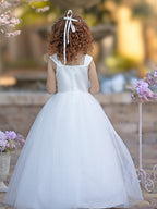 Duchesse-Linie/Princess-Linie Satin Tüll Knöchellang Blumenmädchenkleid 