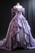 Prinzessin Ballkleid Lila 3D Blumen Plissee Abendkleid Sweet 16 Ballkleid Y7606
