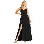 Spaghetti Strap Bridesmaid Dresses for Women Chiffon Long Formal Party Prom Gowns