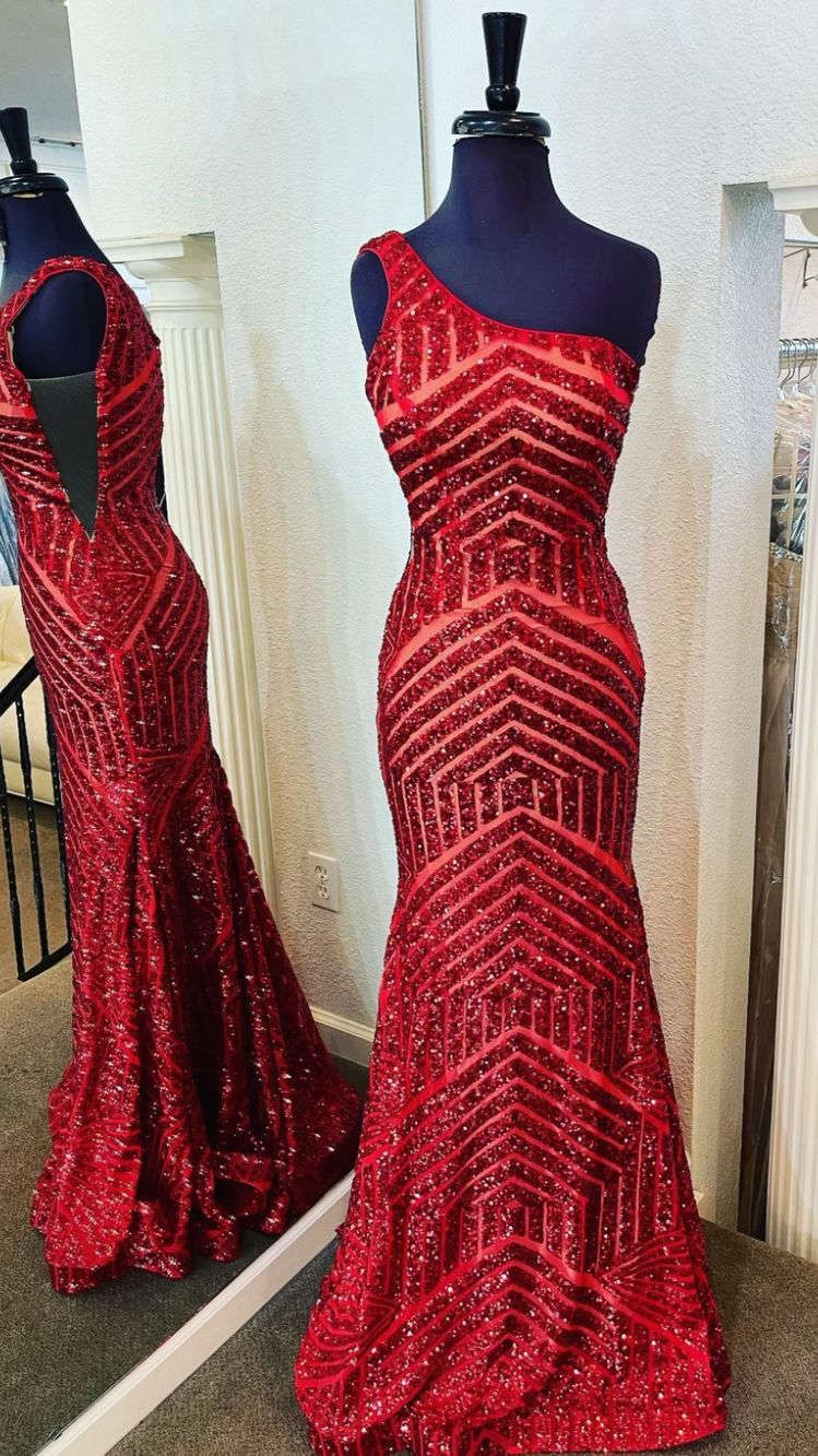 Yaretzi | Vestido de fiesta de sirena con lentejuelas y un solo hombro