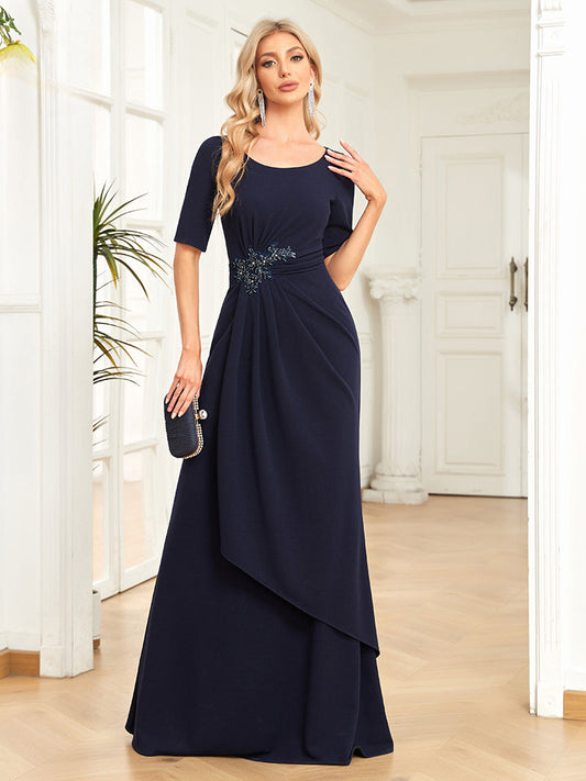 Ruched Applique Floral Elegant Evening Dress Female Wedding Party Quinceanera Prom Gown Formal Dress Vintage Chic 2023-payinti