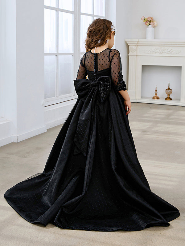 Duchesse-Linie/Princess-Linie Satin Sweep/Pinsel zug Schwarzes Kleid 