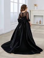 Duchesse-Linie/Princess-Linie Satin Sweep/Pinsel zug Schwarzes Kleid 