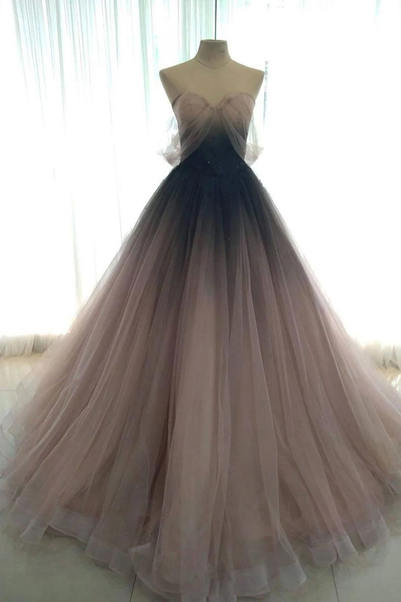 Vestidos de fiesta con efecto degradado, vestidos de gala, vestidos de fiesta con hombros descubiertos, vestidos de fiesta nupcial, vestidos formales largos Y1818