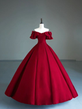 Vestido de fiesta rojo oscuro con hombros descubiertos, vestido de quinceañera Y6962