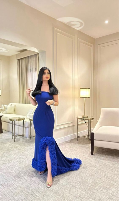 Elegant Blue Mermaid Evening Dress Blue Formal Dress Y6397