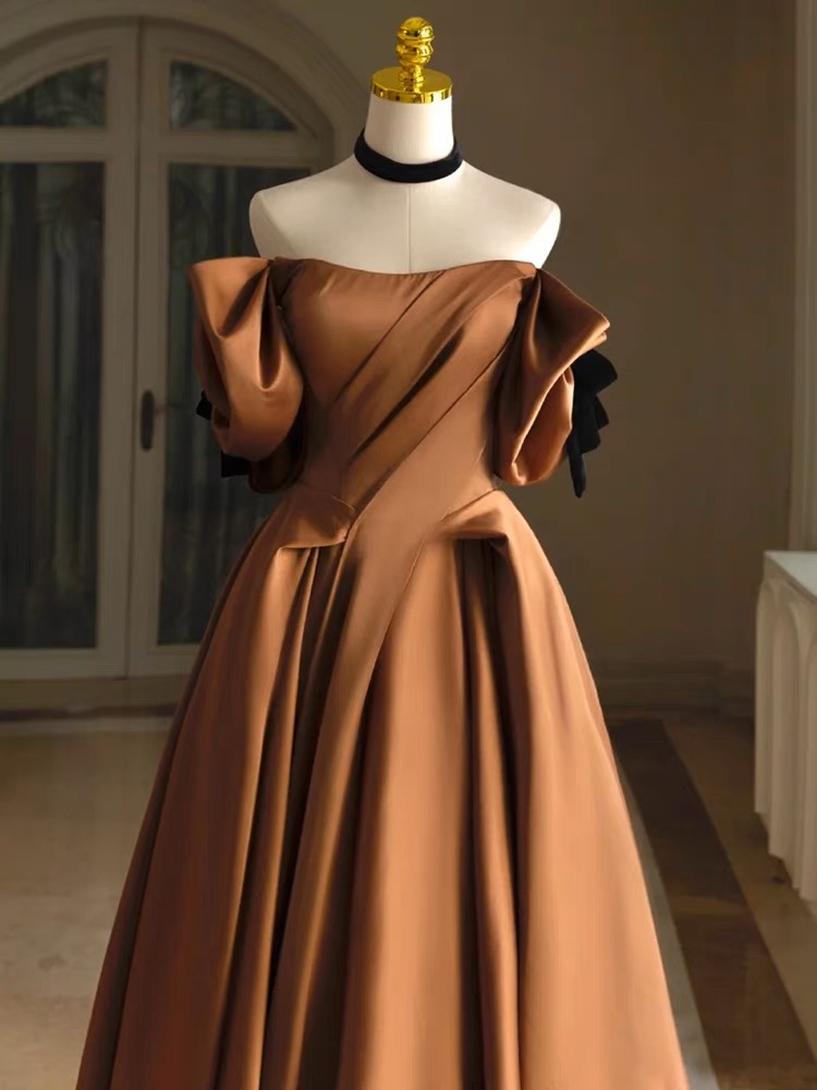 Satin Brautkleid, Off Shoulder Brautkleid, Vintage Brautkleid Y4963