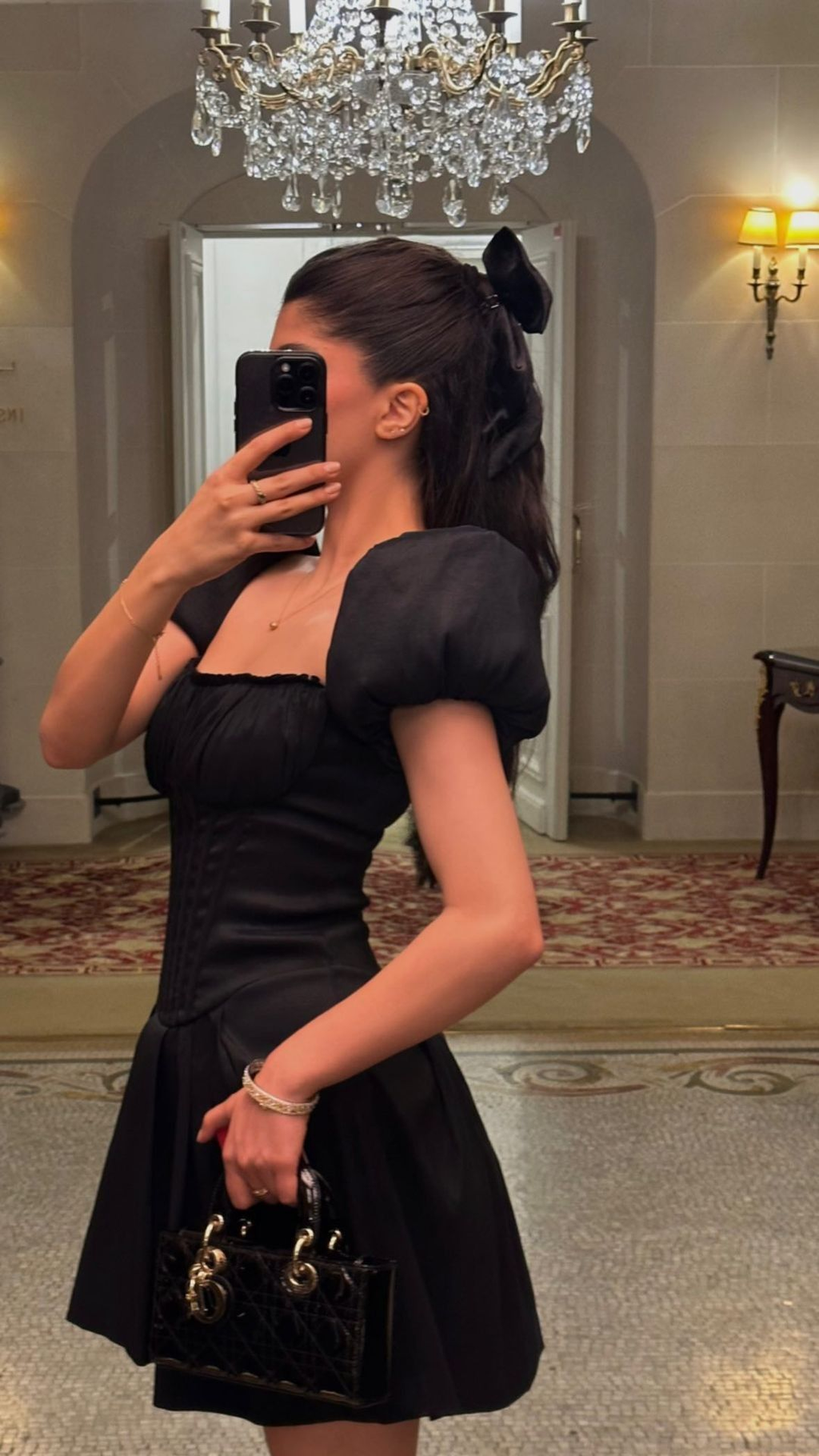 Vestido vintage negro con mangas abullonadas para fiesta de bienvenida y cumpleaños, Y5811