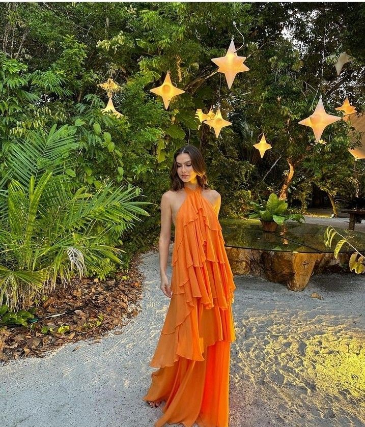Orange Lagen Ballkleid Abendkleid Partykleid Y4735
