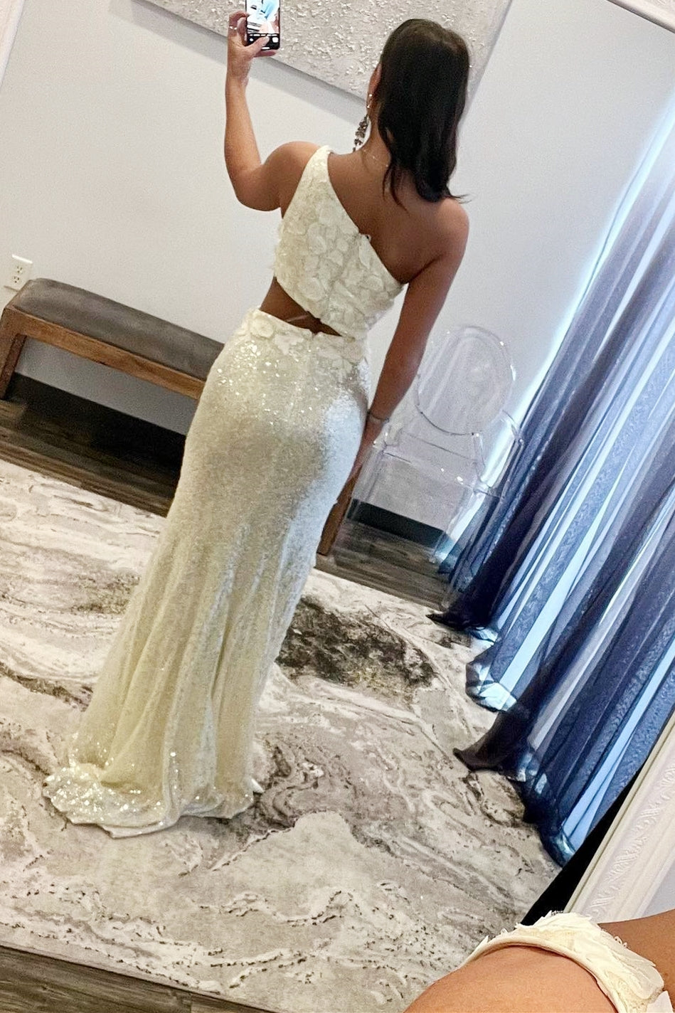 Gracelyn | Vestido de fiesta de lentejuelas con un solo hombro y apliques 3D