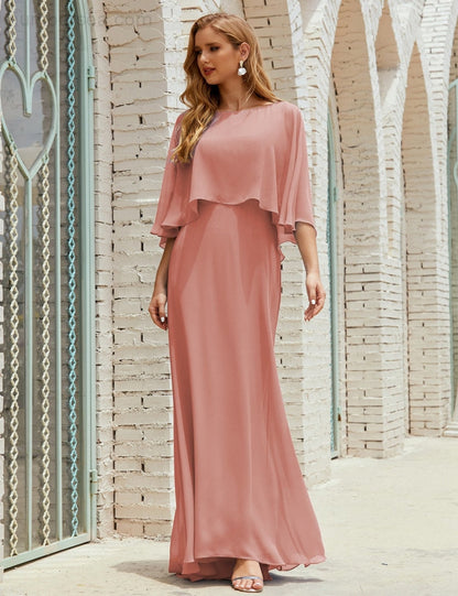 Vestido de dama de honor Sunnderly para mujer, de gasa, manga larga y cuello en V, vestido formal para boda o fiesta SY28018 