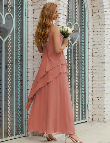 Chiffon Langes Plus Size Kleider für die Brautmutter Formales Brautjungfern-Abschlussballkleid SY28019 