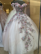 Vestido de quinceañera con hombros descubiertos y estampado floral, vestido de quinceañera Y5978