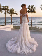 Beach Sweetheart Neck Off The Shoulder Wedding Dress Romantic Lace Appliques Bridal Gown Pastrol Vestidos De Novia-payinti