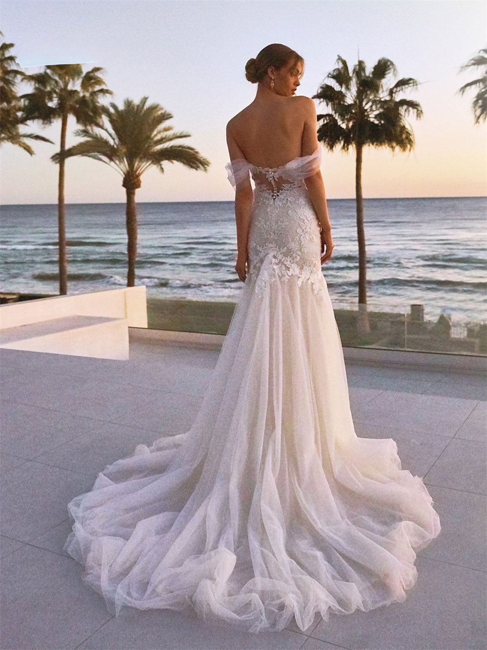 Beach Sweetheart Neck Off The Shoulder Wedding Dress Romantic Lace Appliques Bridal Gown Pastrol Vestidos De Novia-payinti