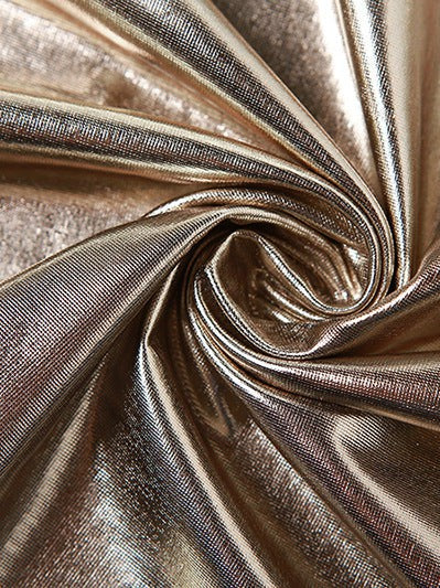 Metallic Coated Deep Neck Backless Evening Dress