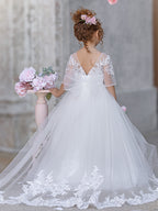 Prinzessinnen-Ballkleid für Mädchen mit Spitzendetails 