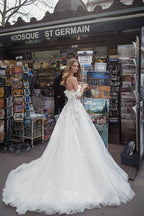 Elegant White Tulle Wedding Dresses Off the Shoulder Sweetheart Custom Made Appliques Bridal Gowns Backless Vestidos De Novia-payinti