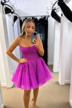 Petunia | Vestido de fiesta de tul con encaje y apliques en forma de A