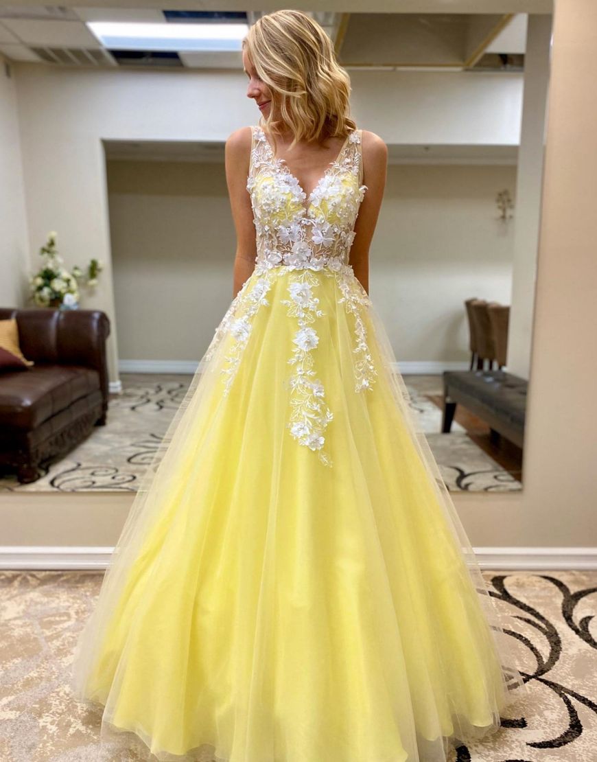 Jemma | Bodenlanges A-Linien-Abendkleid mit Applikationen