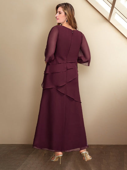 Vestidos de madre de la novia de corte A/princesa con escote joya y largo hasta los tobillos