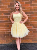Princess Tulle Applique Halter Sleeveless Mini Dresses SYH30