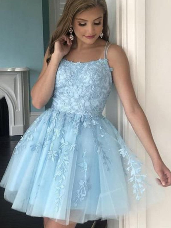 Princess Tulle Applique Halter Sleeveless Mini Dresses SYH30