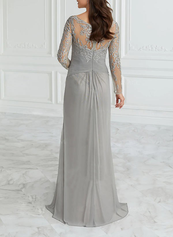 Vestidos de madre de la novia de corte A/princesa, escote en V, largo hasta el suelo, con volante de encaje