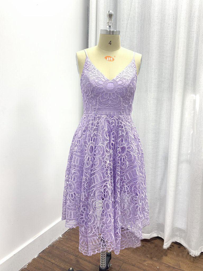Vestido de dama de honor, fiesta de graduación y regreso a casa con escote en V y encaje rosa perla BD053