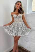 A-Line Sequins Appliques Red Short Homecoming Cocktail Dress PD497
