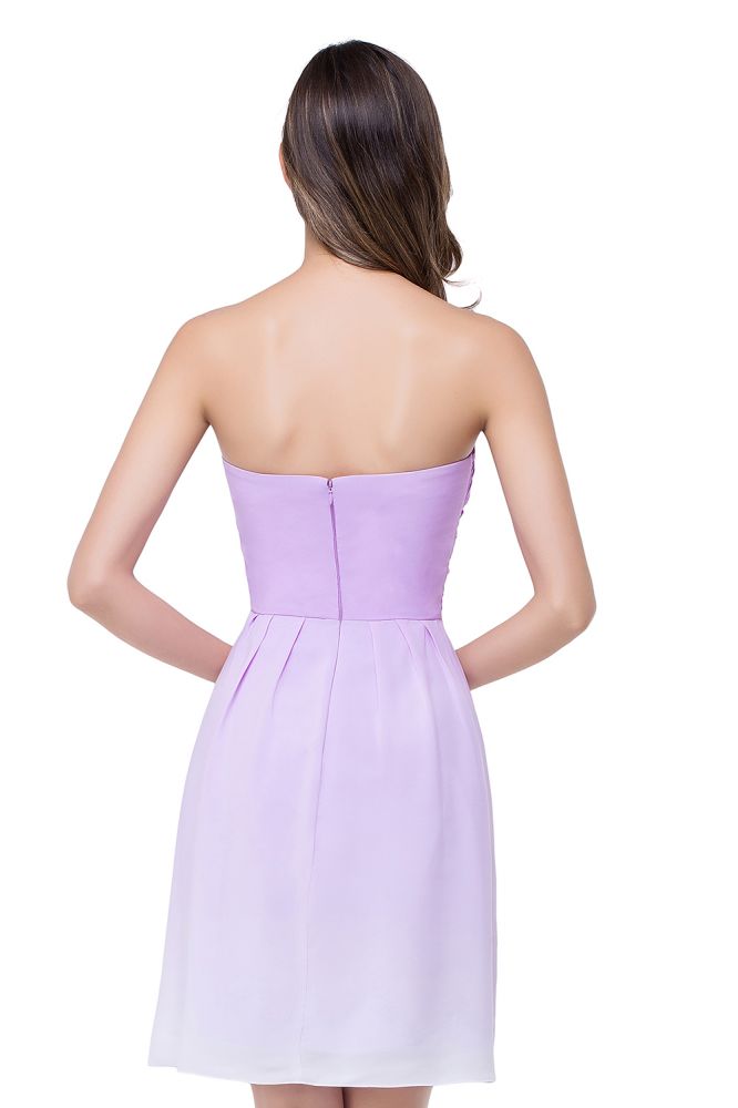 Vestido de dama de honor de gasa sin tirantes de corte A con drapeado