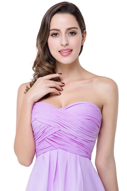 A-Linien-Brautjungfernkleid aus Chiffon mit trägerlosem