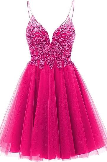A-Linie Träger Applikationen Tüll Kurzes Homecoming-Kleid