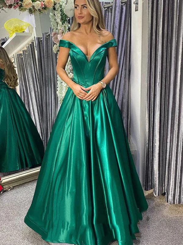 Grüne Ballkleider Satin Abendkleider SYP42
