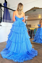Off-the-Shoulder Ruffle Layers Tulle Prom Dress SYP144