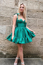 A-Linie Rosa Rüschen Süßes Herzausschnitt Homecoming Kleid PD491