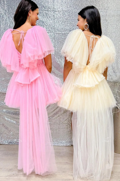 Plunging V Neck Tulle Homecoming Dress SYH109