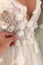 A-Linie Herzausschnitt 3D Blumen Brautkleid Brautkleid mit Perlen WD585