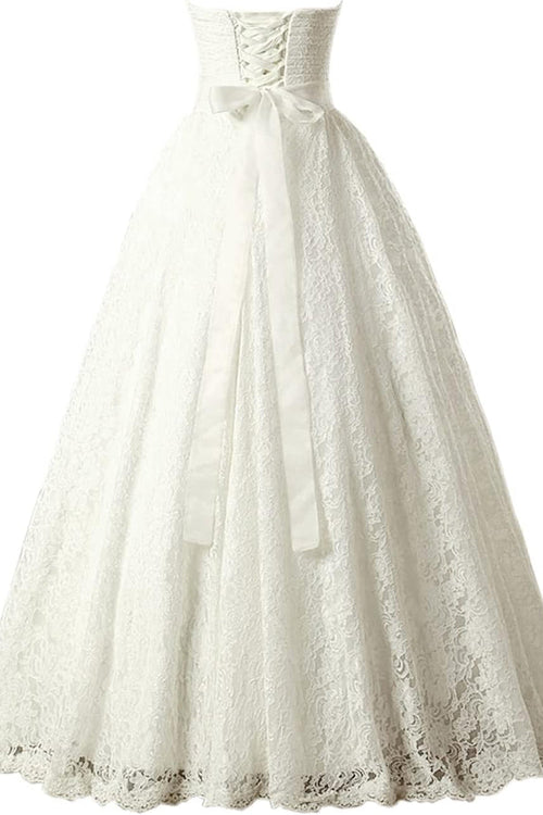 Vestido de novia elegante de corte A con escote corazón y sin tirantes WD719