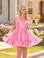 A-Linie Sweetheart Rüschen Homecoming Kleid mit Schleife Trägern SYH104