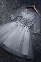 A-line Tulle Homecoming Dresses Scoop Short/Mini Prom Dresses  PD047