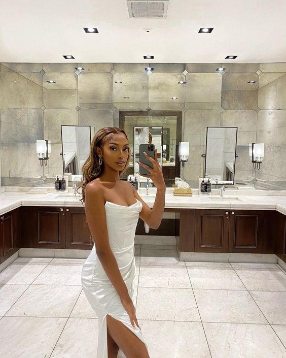 Elegant White Strapless Long Evening Dress White Formal Gown Y7287