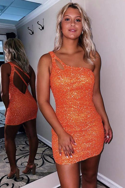 Magdalena | Vestido de fiesta ajustado con lentejuelas y un solo hombro
